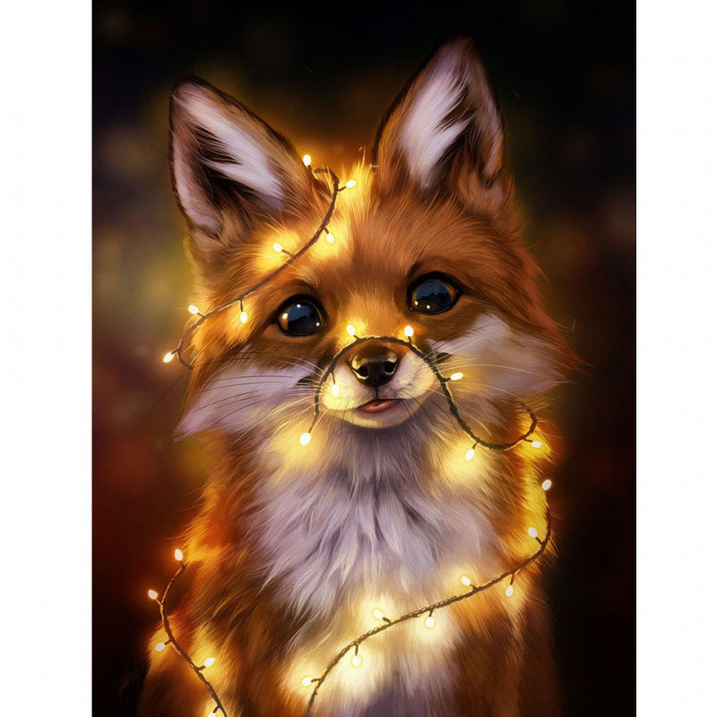 5D Diamond Painting, DIY Fox Diamond Painting Kit, DIY Diamond Painting Animal Kits for Kids and Adults Crystal Embroidery Cross Stitch Art Craft Canvas Wall Decoration