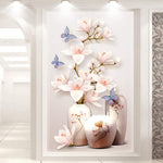 Load image into Gallery viewer, 5D DIY Diamond Painting - Full Round - Butterflies Magnolia Vase
