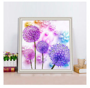 5D DIY Purple Dandelion Diamond Painting Kits