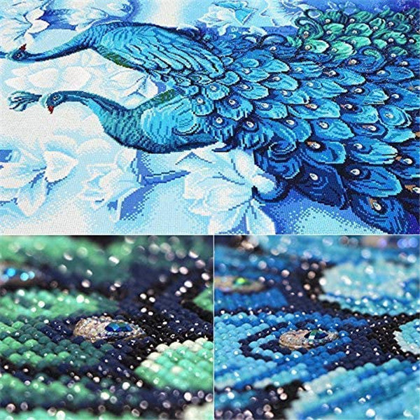 5D Two Blue Peacocks DIY Diamond Painting Kits