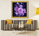 Load image into Gallery viewer, Full Drill Purple rose DIY 5D Diamond Painting Kits
