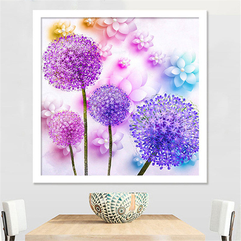 5D DIY Purple Dandelion Diamond Painting Kits