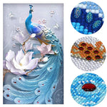 Load image into Gallery viewer, 5D DIY Diamond Painting Kits Lotus and Peacock
