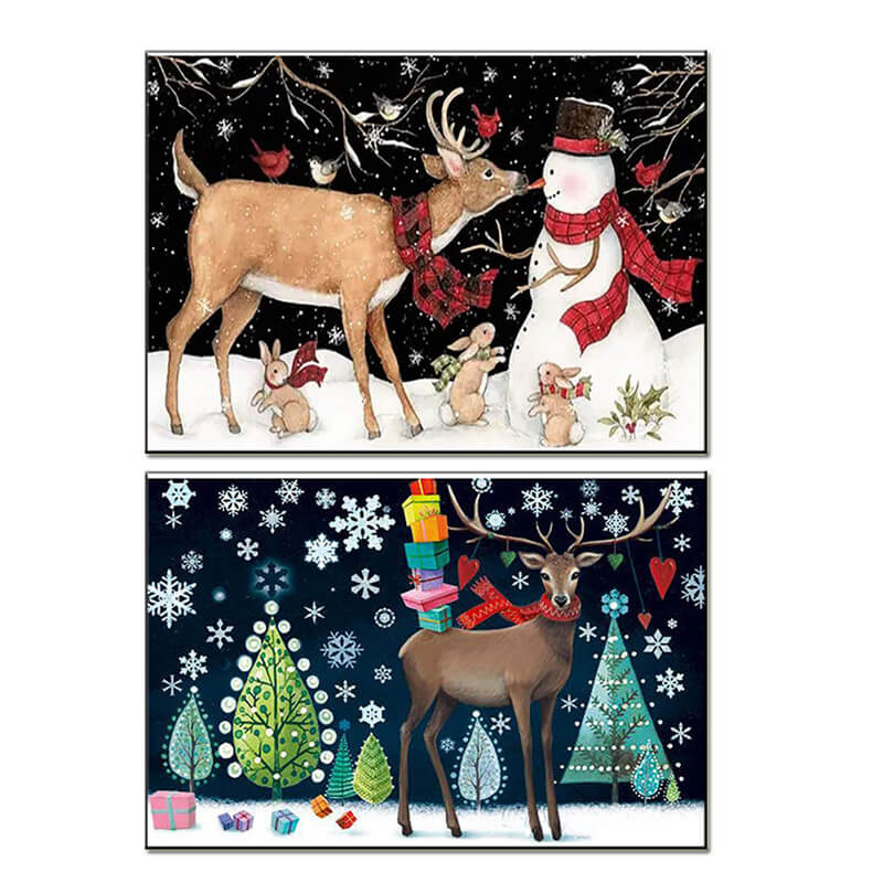 2 Packs  DIY 5D Diamond Painting-Christmas Elk