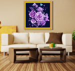 Load image into Gallery viewer, Full Drill Purple rose DIY 5D Diamond Painting Kits
