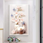 Load image into Gallery viewer, 5D DIY Diamond Painting - Full Round - Butterflies Magnolia Vase
