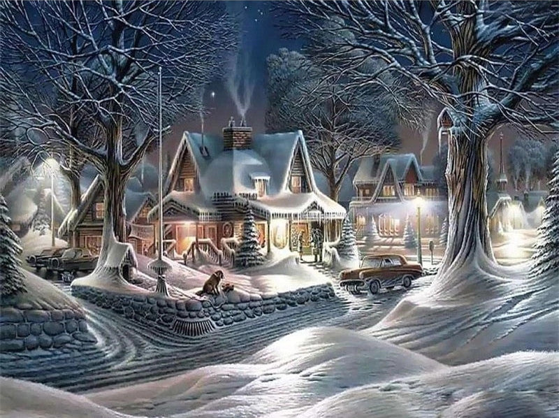 DIY 5D Diamond Painting Snow Winter Landscape