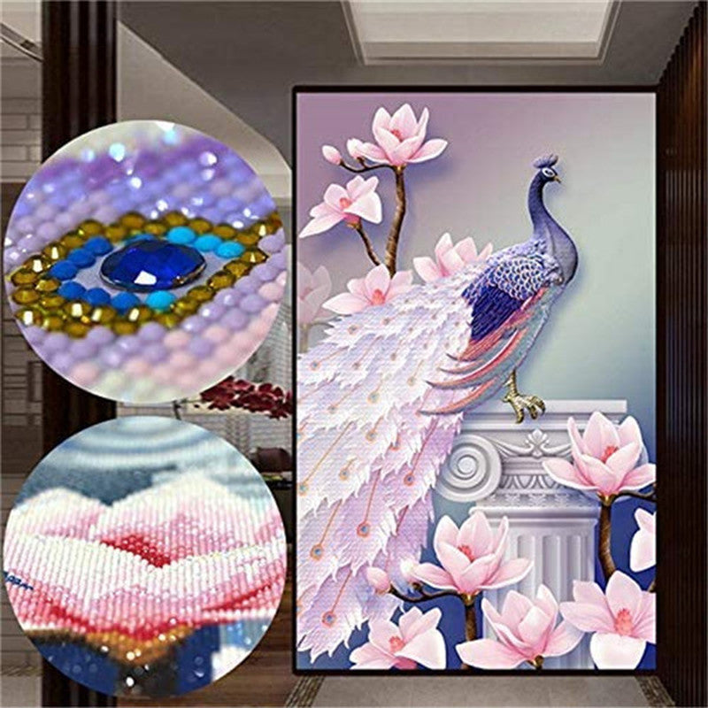 5D Pink Peacock DIY Diamond Painting Kits