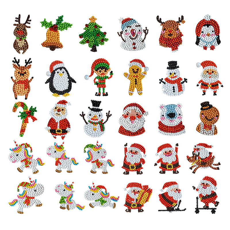 30Pcs 5D Christmas  Diamond Painting Stickers Kits