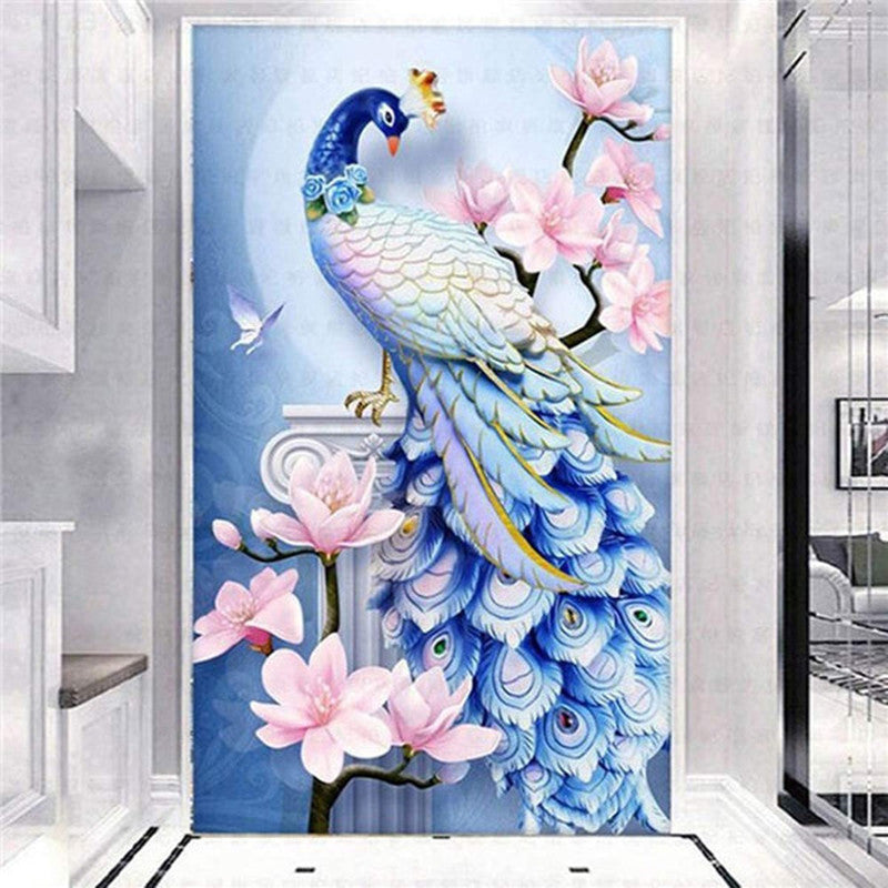 Blue Peacock and Lotus 5D DIY Diamond Painting Kits