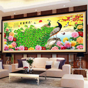 Large DIY 5D Green Peacock Diamond Painting