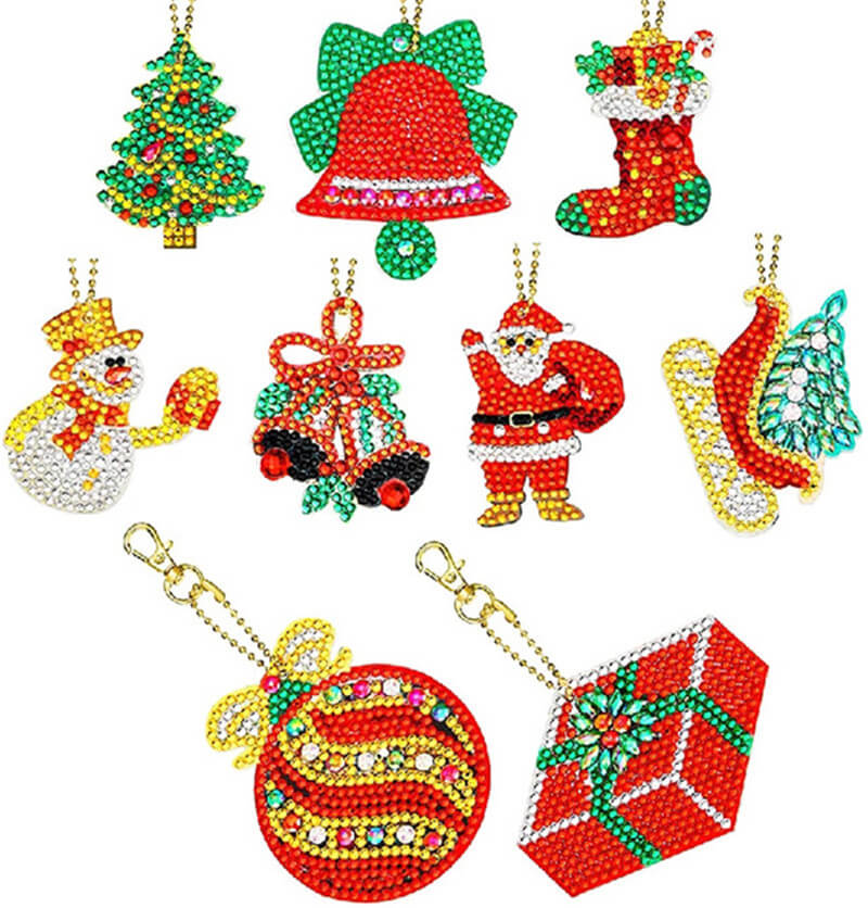 17 Pieces Christmas DIY Diamond Key Chain