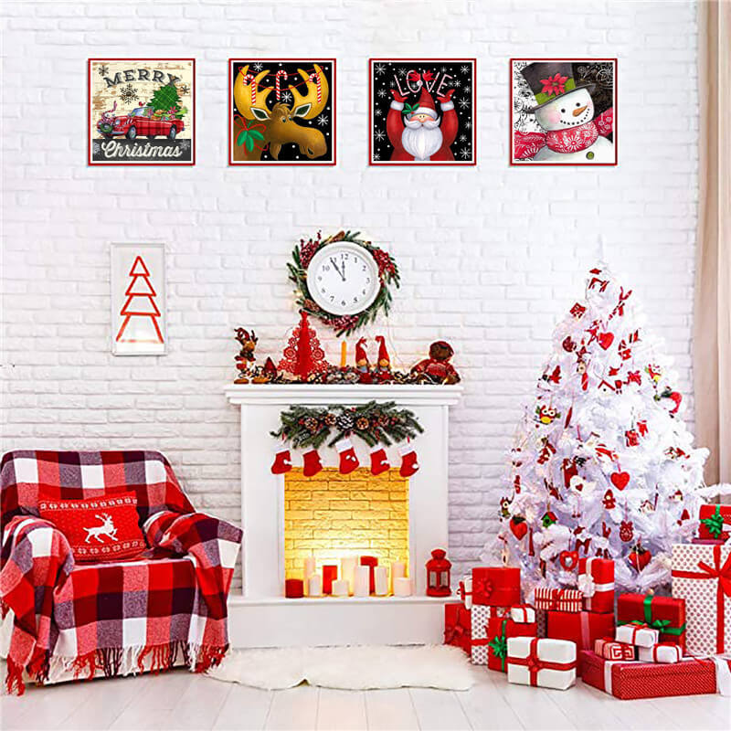 4 Pcs DIY Christmas 5D Diamond Painting Kits